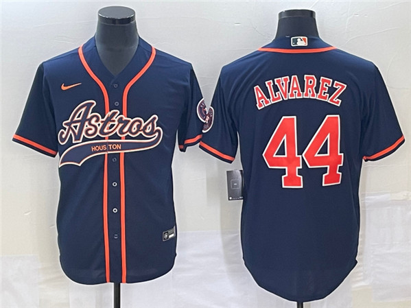 Men's Houston Astros #44 Yordan Alvarez Navy Cool Base Stitched Baseball Jersey - Click Image to Close